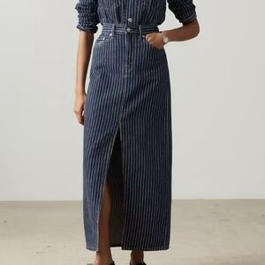 Levi's Ankle Column Mid Rise Midi Skirt - Dark Denim Stripes - Size 26 Waist